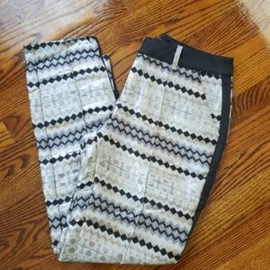 NEW. Silver Sparkly Pants Faux Leather Trim